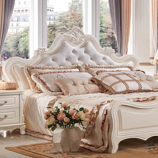 亚振家具官网欧式卧室大床白色绒布十大品牌家具
